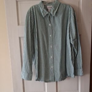 Women’s Green Gingham Button-Down Shirt by Weatherproof